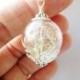 Dandelion Seed Wishing Orb Terrarium Necklace In Silver or Bronze, Bridesmaid Gift, Stocking Stuffer