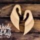 wood earrings- wood ear weights -swan earings - wing earrings - wing ear weights - swan ear Piercing earringweights- wooded wing earrings