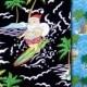 Christmas Hawaiian Fabric, Surfing Santa Claus, Tropical Kids Fabric, Blue, Black, Cotton, HCN9975/HCN9976, Ask for bulk