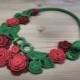 Crochet necklace elegant jewerly red necklace flower necklace floral necklace rose necklace gift for her knit necklace
