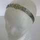 Silver Rhinestone headband Art Deco bridal headpiece Crystal fascinator Art Deco hair accessories sage green wedding velvet flapper