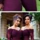 Sexy Mermaid Long Sleeve Lace Long Burgundy Bridesmaid Dresses With Small Train ,WG153