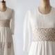 sale 1970s white dress, vintage bohemian lace dress, peasant dress