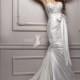 Passen und Flare Stretch Satin Brautkleid mit Natur-Taille und wulstige Spitzen Mieder - Festliche Kleider 