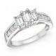 Bloomingdale&#039;s Diamond Three Stone Emerald and Princess Cut Ring in 14K White Gold, 1.50 ct. t.w.