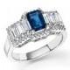 Bloomingdale&#039;s Sapphire and Diamond Baguette Ring in 14K White Gold