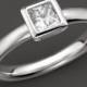 Bloomingdale&#039;s Bezel-set Princess Cut Diamond Ring in 18 Kt. White Gold, 0.50 ct. t.w.