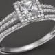Bloomingdale&#039;s Princess-cut Centerstone Ring in 18 Kt. White Gold, 0.75 ct. t.w.