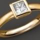 Bloomingdale&#039;s Bezel-set Princess Cut Diamond Ring in 18 K Yellow Gold, 0.50 ct. t.w.