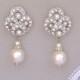 Art Deco Pearl Bridal Earrings, Vintage Wedding Jewelry, Ivory White Pearl Bridesmaid Earrings MONIQUE