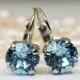 Aqua Blue Swarovski Crystal Earrings Aquamarine Drop Crystal Earrings Aqua single stone earrings Rhinestones, Silver finish,Aquamarine, SE2