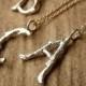 Silver Branch Initial Necklace