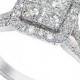 Macy&#039;s Square Diamond Cluster Engagement Ring (3/4 ct. t.w.) in 14k White Gold