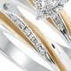 Beautiful Beginnings Beautiful Beginnings Diamond Accent Engagement Bridal Set in 14k Gold and Sterling Silver
