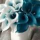 Oasis Teal Wedding Flowers Teal Blue Calla Lilies 10 stem Real Touch Calla Lily Bouquet Wedding Centerpieces Arrangement Decorations