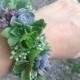 Wrist corsage of succulents, cuff style