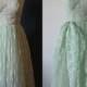Bustier dress, French lace, pastel green, single model. Vintage 1980's
