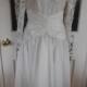 011-Dessy Creations- New York- Ballerina Length Wedding Gown in Sateen and lace with wonderful strung pearl accents and beading-size 12