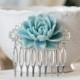 Silver Filigree Blue Rose Flower Hair Comb Something Blue Wedding Bridal Hair Comb Bridal Hairpiece Bridesmaid Gift Victorian Country Chic