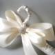 ON SALE Grande Satin Wedding Hanger. Padded White or Ivory Satin. Bridal Shower GIFT Satin Jeweled Bow. Elegant Vogue Brid