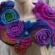 Crochet Scarf  Roses Capelet Neck Warmer Freeform crochet Blue Green Purple Red rainbow Womens scarf, Freeform Crochet scarf/gift