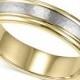 Men&#039;s 14k Gold and 14k White Gold Ring, Two-Tone Hammered Wedding Band