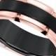 Macy&#039;s Brushed Comfort-Fit 8mm Wedding Band in Rose and Black Tungsten Carbide