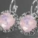 Pink Opal Crystal Halo Earrings Swarovski Rose Water Opal Rhinestone Earrings Pale Pink Silver Leverback Earrings Bridal Bridesmaid Jewelry