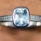 Aquamarine ring white gold, March birthstone ring, white gold engagement ring, wheat ring, braided ring, engagment rings, aquamarine size 7