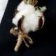 Cotton Blossom Boutonniere Wedding Boutonniere Rustic Boutonniere Grooms Boutonniere Cotton Ball Boutonniere Country Wedding