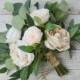 eucalyptus bouquet, peony bouquet, garden rose, cabbage rose bouquet, silk bouquet, wedding bouquet, neutral bouquet, cream, ivory, beige