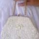 Authentic Deco Vintage Clutch - purse handbag formal white beaded Beach Vintage Inspired wedding Bridal rustic wedding handmade
