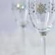 Winter wedding champagne glasses, white wedding, personalized, bride and groom champagne flutes, crystal wedding,  2pcs G7/11-0001