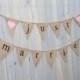Burlap banner Just Married - Wedding Banner - Photography shoot - Wedding reception - triangles