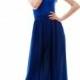 Bridesmaid Royal Blue Long Dress.Formal Occasion Royal Blue  Chiffon Dress