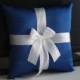 Royal Blue and White Wedding Ring Bearer Pillow  Cobalt blue Ring Holder & Wedding Flower Girl Basket Set  Royal Blue White Pillow Basket
