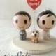 Customize 2" Wedding Cake Topper with heart message and a pet