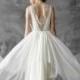 Amalthea // Simple silk and lace wedding dress with V-neck and button detail
