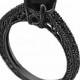 Black Diamonds Engagement Ring 14K Black Gold Vintage Style 0.79 Carat Pave Set Handmade Certified