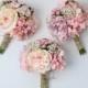 Bridesmaid Bouquet, Silk Flowers, Silk Wedding Bouquet, Pink, Bouquet, Wedding Set, Faux Bouquet, Shabby Chic, Rustic Bouquet, Fall Bouquet