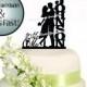 Silhouette Romant Couple with Surname Wedding Cake Topper 