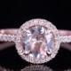 Limited Time Sale 1.50 carat Morganite and Diamond Engagement Ring in 10k Rose Gold for Women