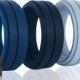 ARUA Silicone Weddings Rings for Men 3-PACK. Comfortable and Durable Rubber Wedding Bands for Sports, Gym, Outdoors.Black, Grey, Dark Blue.
