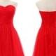 Luxurious A-Line Sweetheart Knee Length Tulle Red Prom Dress With Ruched from Dressywomen