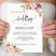 SALE - 5 Floral Wedding Invitation Templates, Printable Wedding Invitation Suite, Wedding Invites, RSVP Thank you card DIY Instant Download