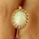 Rose Cut Opal 14K Rose Gold Engagement Ring, Gemstone Ring, Stacking Ring, June Birthstone - Made To Order