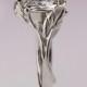 Rose Engagement Ring - 14K White Gold and Diamond engagement ring, engagement ring, leaf ring, 1ct diamond, antique, Flower Ring, vintage, 6