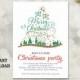 Christmas Party Invitation Template - Printable Christmas Tree - Holiday Party Card - Christmas Card - Editable Template - Green - Red - DIY
