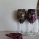 Bride & Groom wine glasses and personalized camo serving set for rustic wedding  in Muddy Girl and Next Camo