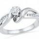 Sterling Silver Diamond Promise Ring or White Gold Commitment Ring, Diamond Rings For Women